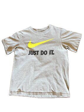 Nike Just Do It Yellow Swish Logo Cotton Blend Short Sleeve T-Shirt, Size M